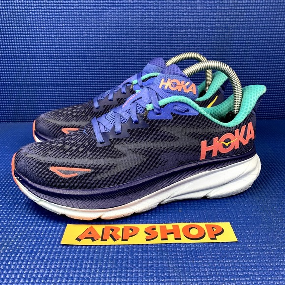 Hoka One One Shoes - HOKA ONE ONE CLIFTON 9 Women`s Size 7.5B Blue Green Running Shoes FE1222L